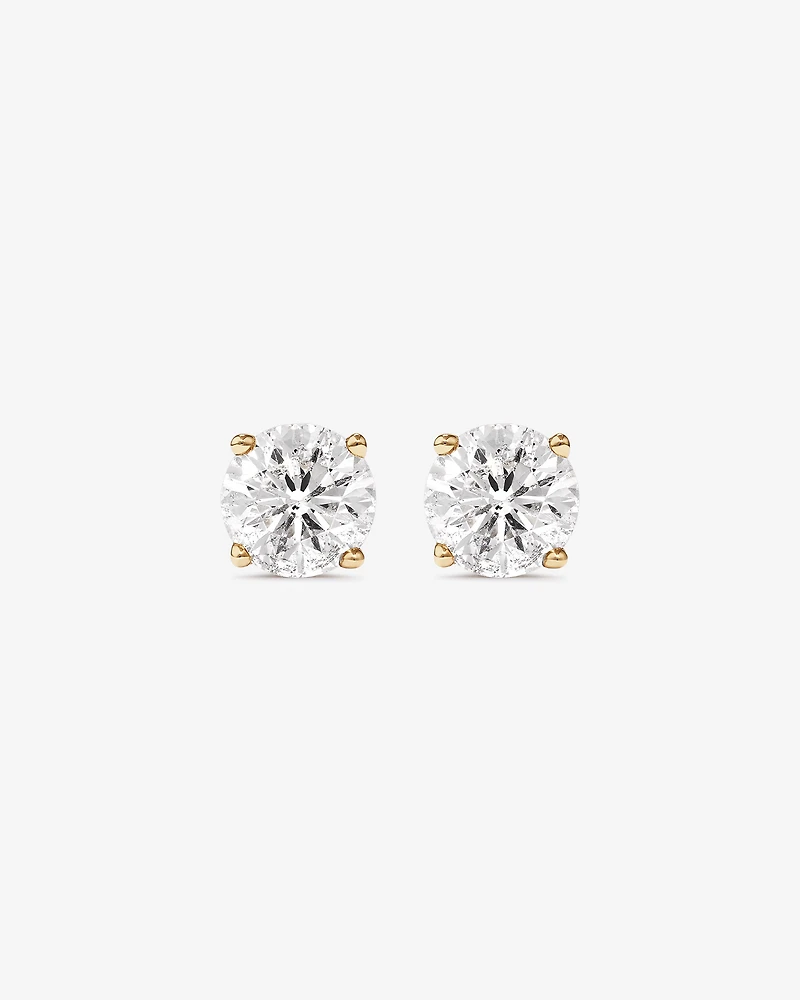 2.00 Carat TW Diamond Solitaire Stud Earrings in 18kt Yellow Gold