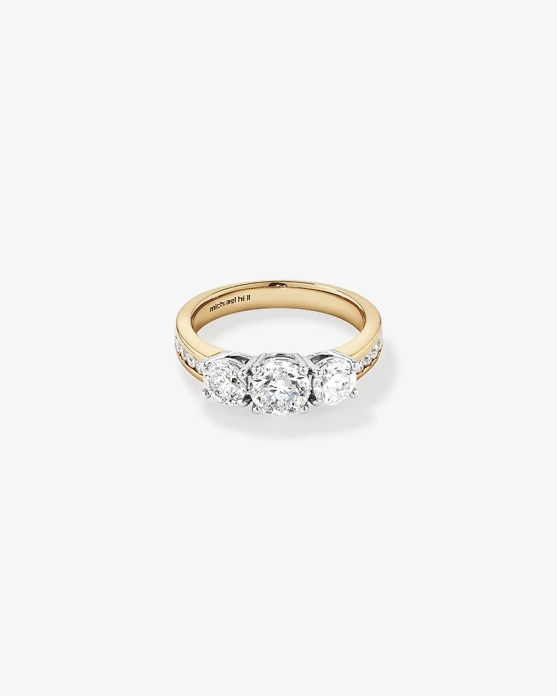 2.00 Carat TW Three Stone Round Brilliant Diamond Engagement Ring in 14kt Yellow and White Gold