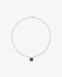 Malachite Square Pendant Necklace in Sterling Silver