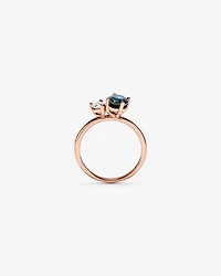 Australian Parti Sapphire & 0.30 Carat TW Diamond Toi Et Moi Ring 10kt RoseGold