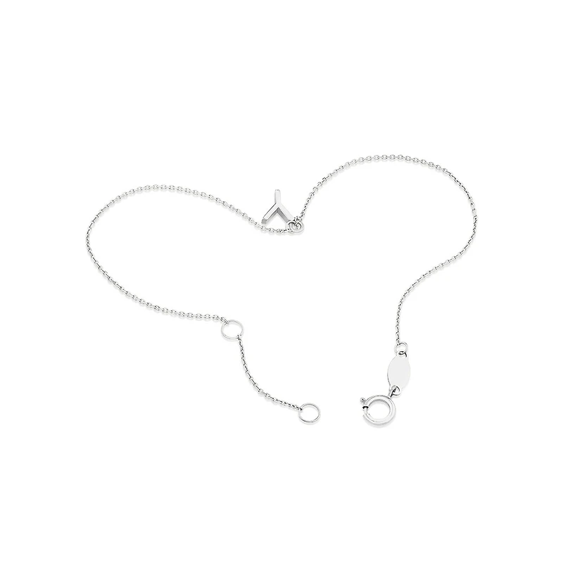 19cm (7.5") Y Initial Bracelet in Sterling Silver