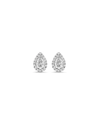 Boucles d'oreilles puces halo poire de 0,45 carat TW en diamant en or blanc 10kt