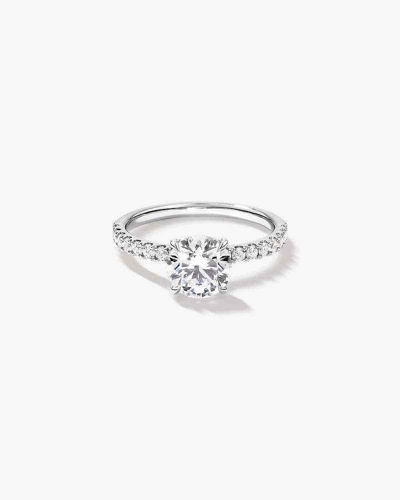 1.81 Carat TW Round Brilliant Lab-Grown Diamond Side Accent Engagement Ring 14kt White Gold