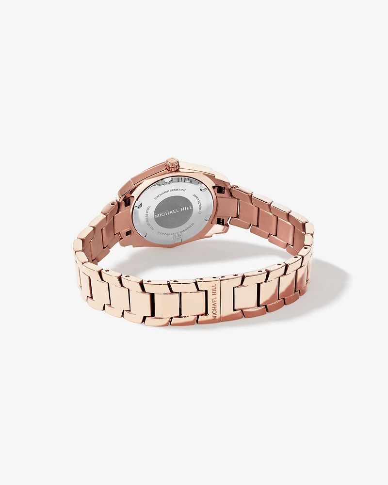 Women's Mother of Pearl Watch with 0.28 Carat TW of Diamonds in Rose Tone Stainless Steel