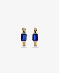 Boucles d'oreilles anneaux Saphir créé serties clos en or jaune 10 ct