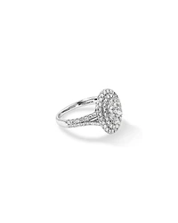 1.30 Carat TW Oval Shaped Cluster Halo Diamond Ring in 10kt White Gold