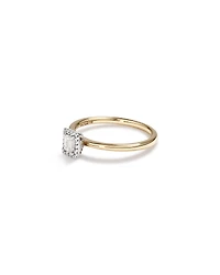 0.31 Carat TW Emerald Cut Diamond Halo Engagement Ring in 14kt Yellow and White Gold