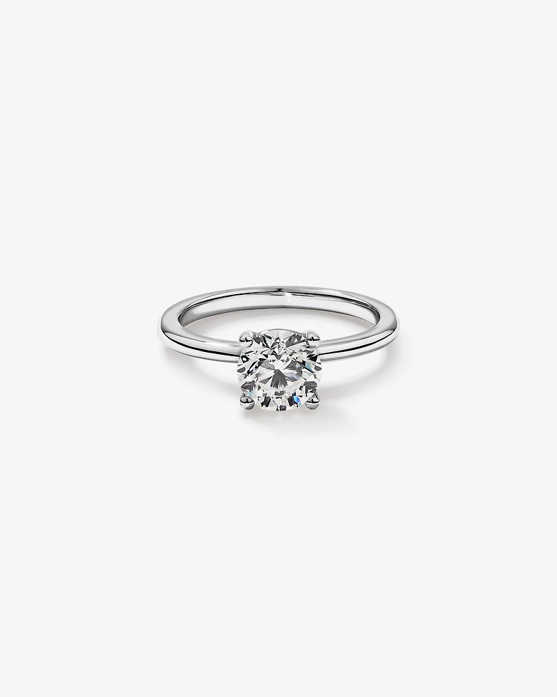 Bague Solitaire avec Diamant Rond Brillant de 1,00 Carat TW en Or Blanc 18 kt
