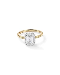 1.46 Carat TW Emerald Cut Laboratory-Grown Diamond Halo Engagement Ring 14kt Yellow and White Gold
