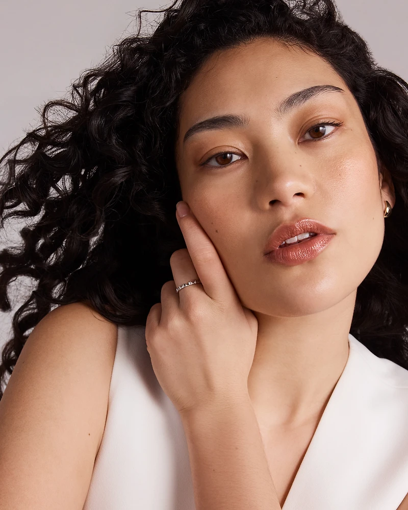 Signature Connect Curve Diamond Ring in Sterling Silver