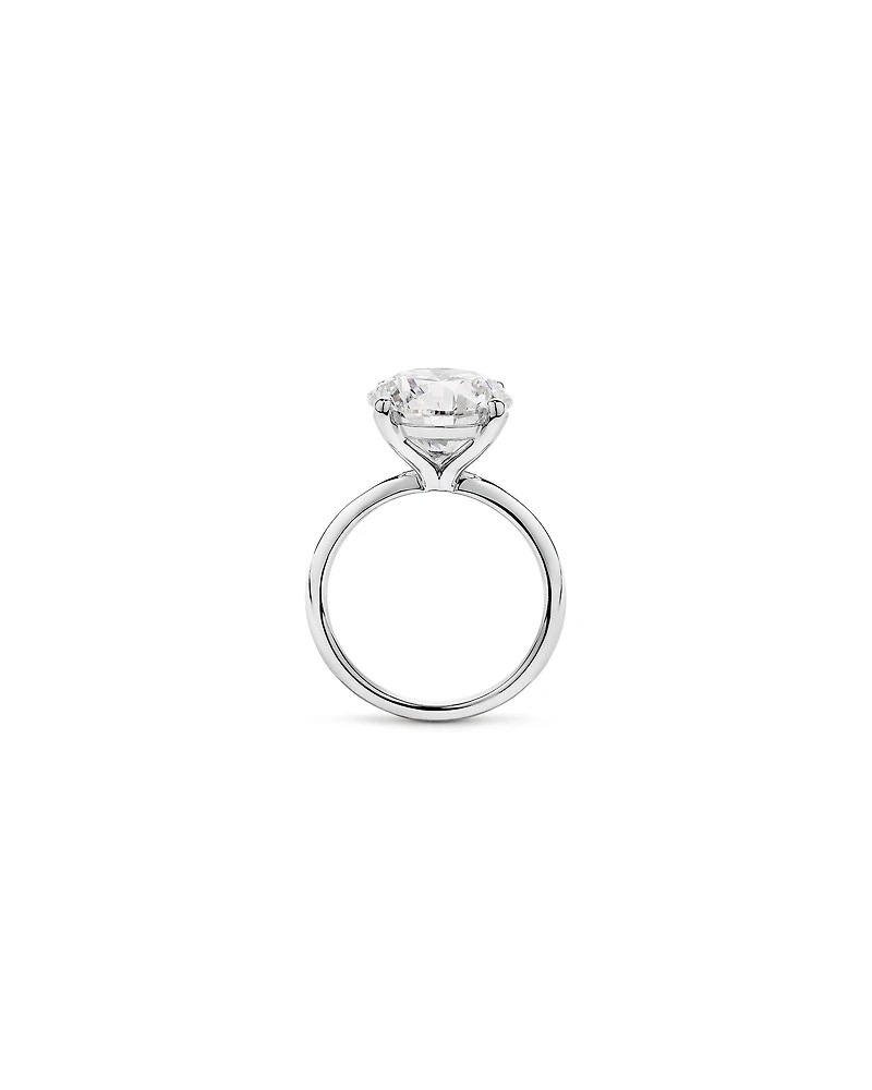 Bague de fiançailles solitaire en platine, sertie d'un diamant rond brillant 6,00 carats (poids total) synthèse
