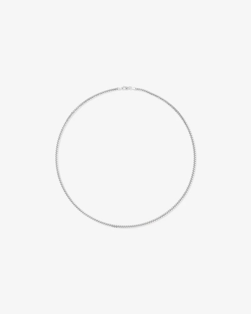 55cm (22") 3.5mm Width Miami Curb Chain Necklace in Sterling Silver