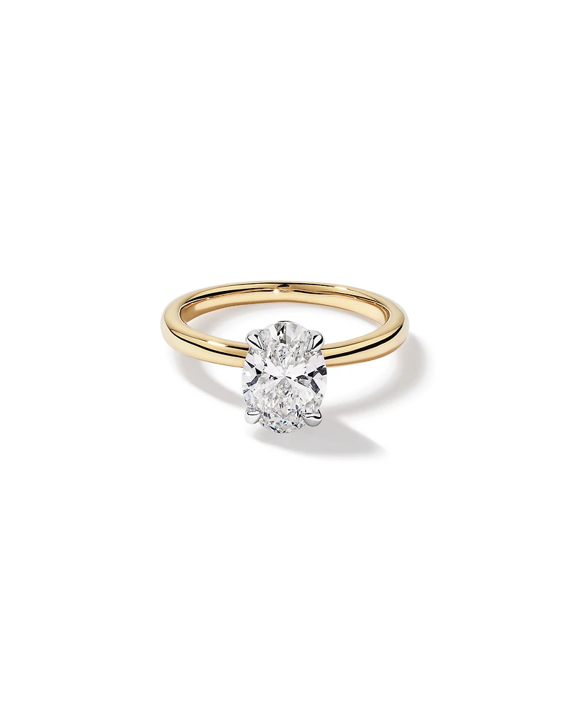 1.75 Carat TW Oval Cut Lab-Grown Diamond Solitaire Engagement Ring in 14kt Yellow and White Gold