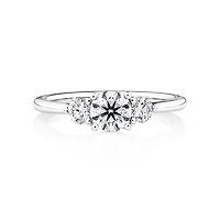 Sir Michael Hill Designer Three Stone Engagement Ring with 0.90 Carat TW of Diamonds in 18kt White Gold