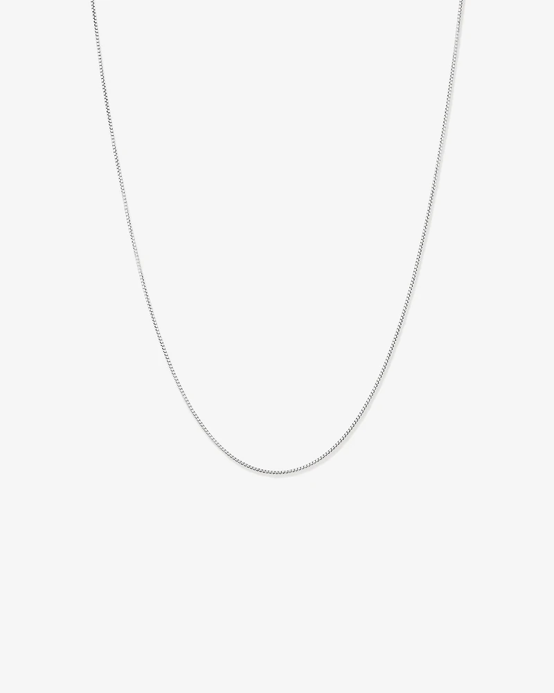 50cm (20") 1.25mm Width Round Box Chain Necklace in Sterling Silver