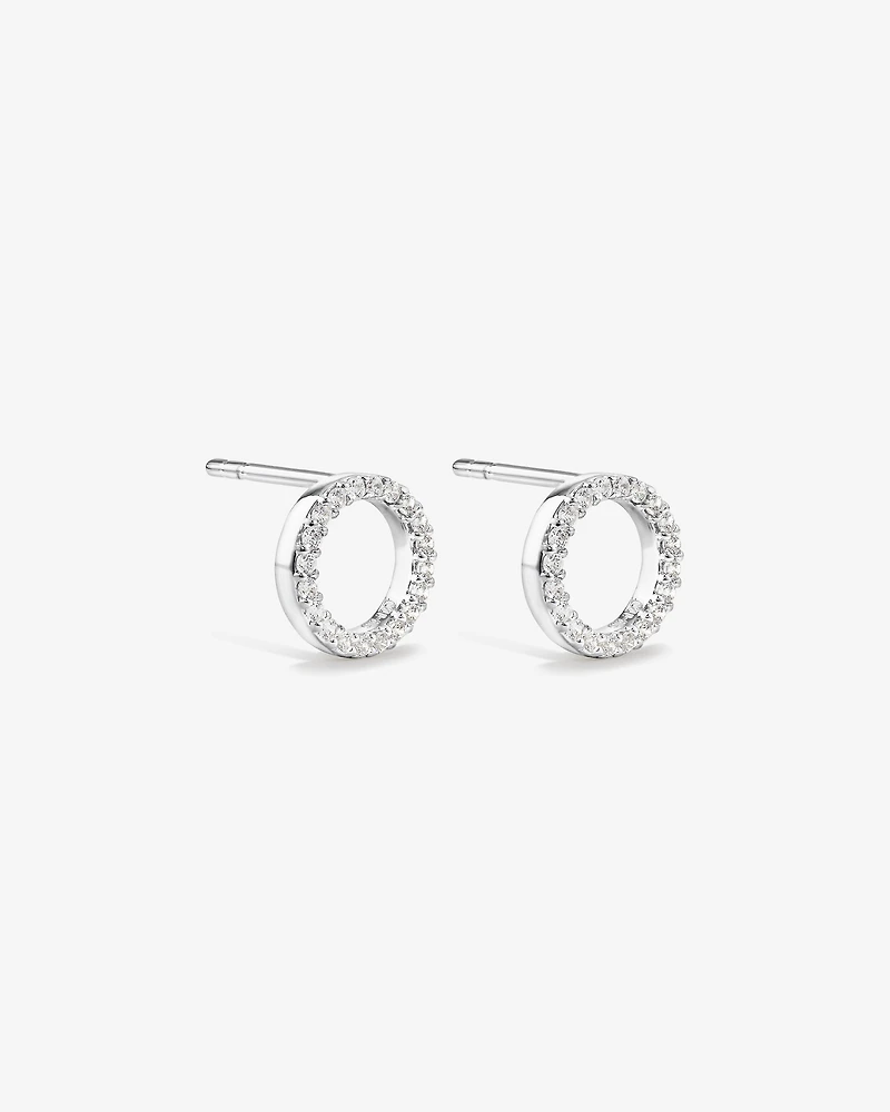 Boutons d'oreilles en argent sterling en forme de cercle avec zircons cubiques