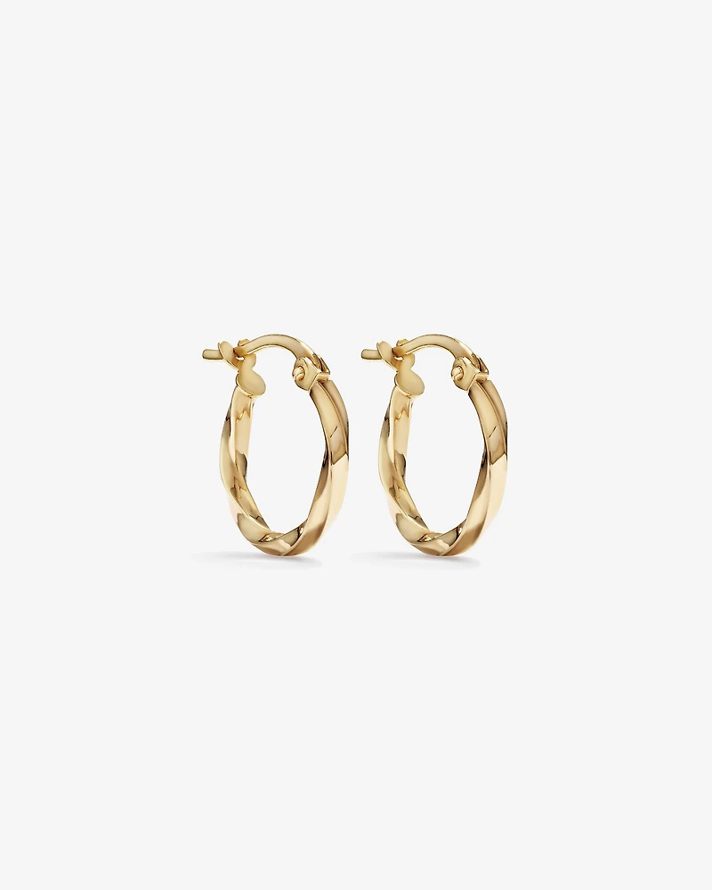 10mm Square Twist Hoop Earrings 10kt Yellow Gold