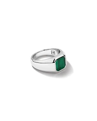 Malachite Square Signet Ring in Sterling Silver
