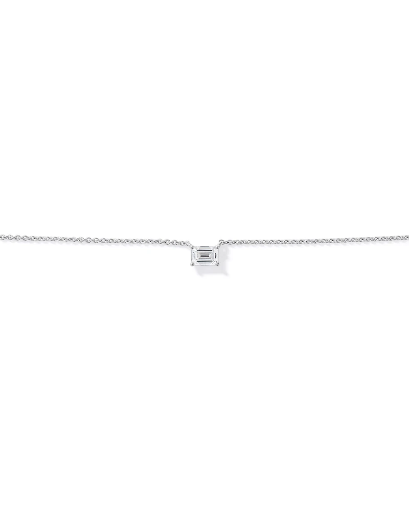 0.50TW Lab Diamond Solitaire Emerald Cut Necklace in Silver