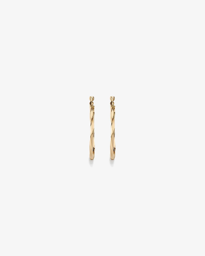 28mm Square Twist Hoop Earrings in 10kt Yellow Gold