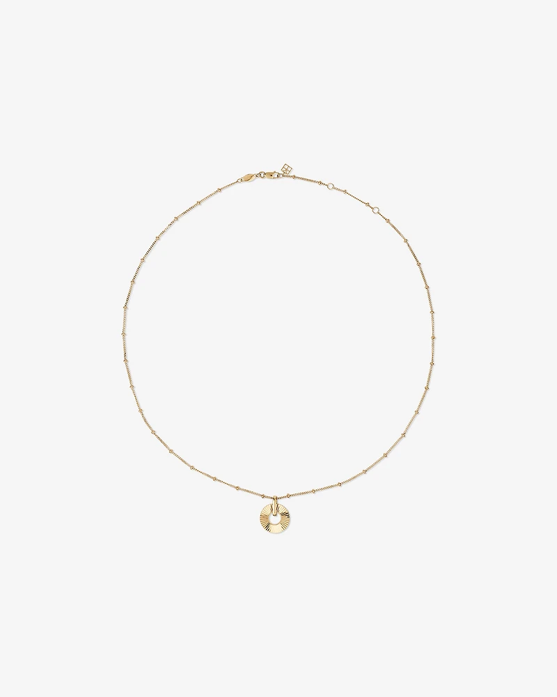 Sunray Open Circle Pendant Station Necklace in 10kt Yellow Gold