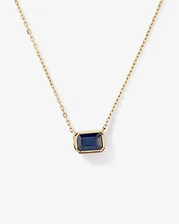 Collier serti de lunette taille émeraude en saphir australien en or jaune 10 carats