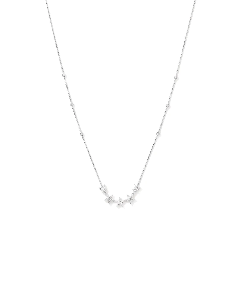 50cm (19.6") Floral Necklace with Cubic Zirconia in Sterling Silver