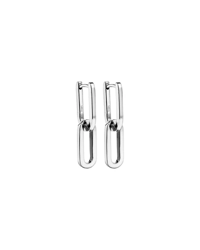Paperclip Huggie Drop Earrings in Sterling Silver