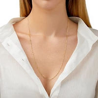 Chaîne figaro creuse en or jaune 10 K de 60 cm, largeur de 2 à 2,5 mm