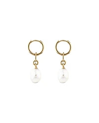 Drop Earrings with Cultured Freshwater Baroque Pearl in 10kt Yellow Gold