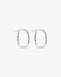Diamond Cut Paperclip Hoop Huggie Earrings in Sterling Silver