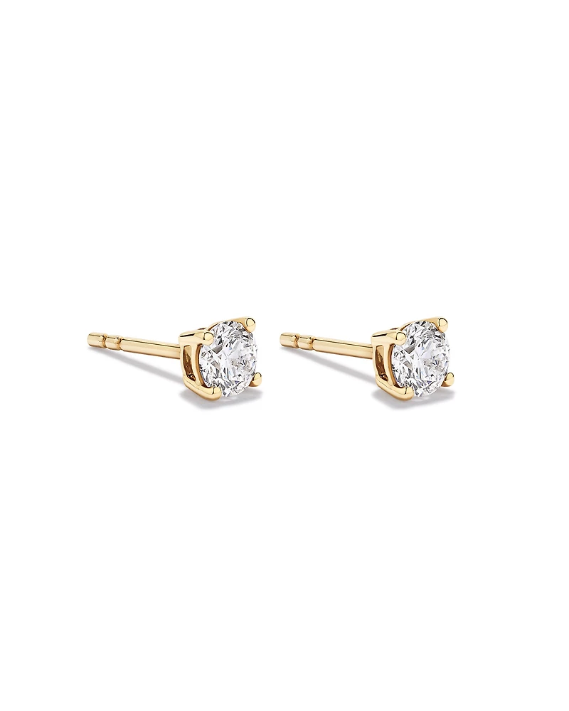 0.60 Carat TW Round Brilliant Laboratory-Grown Diamond Solitaire Stud Earrings in 10kt Yellow Gold