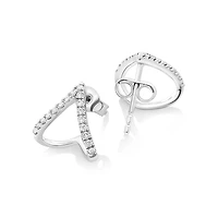 Chevron Stud Earrings with 0.17 Carat TW of Diamonds in Sterling Silver