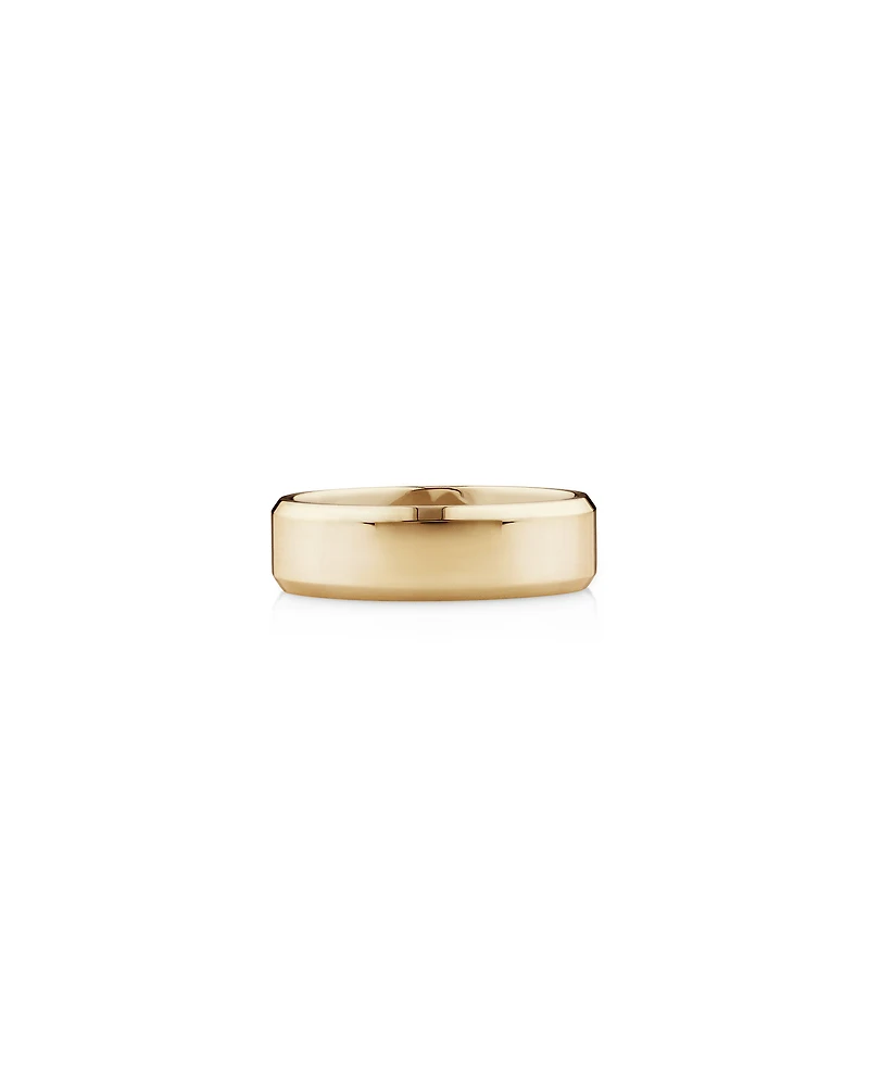 7mm Flat Bevelled Wedding Band in 10kt Yellow Gold