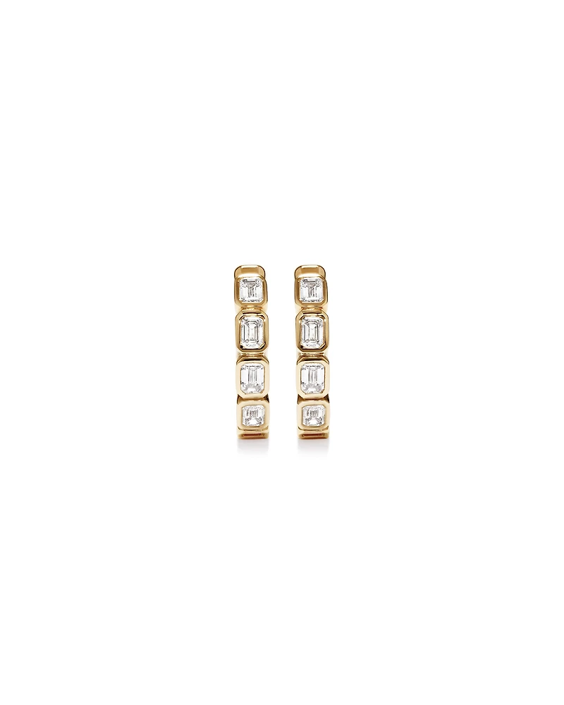 0.40 Carat TW of Laboratory-Grown Emerald Cut Diamond Huggie Earrings in 10kt Yellow Gold