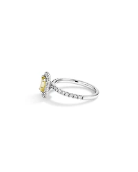 Bague de fiançailles halo en diamant jaune taillé émeraude de 1,58 carat TW, en or blanc 14 kt