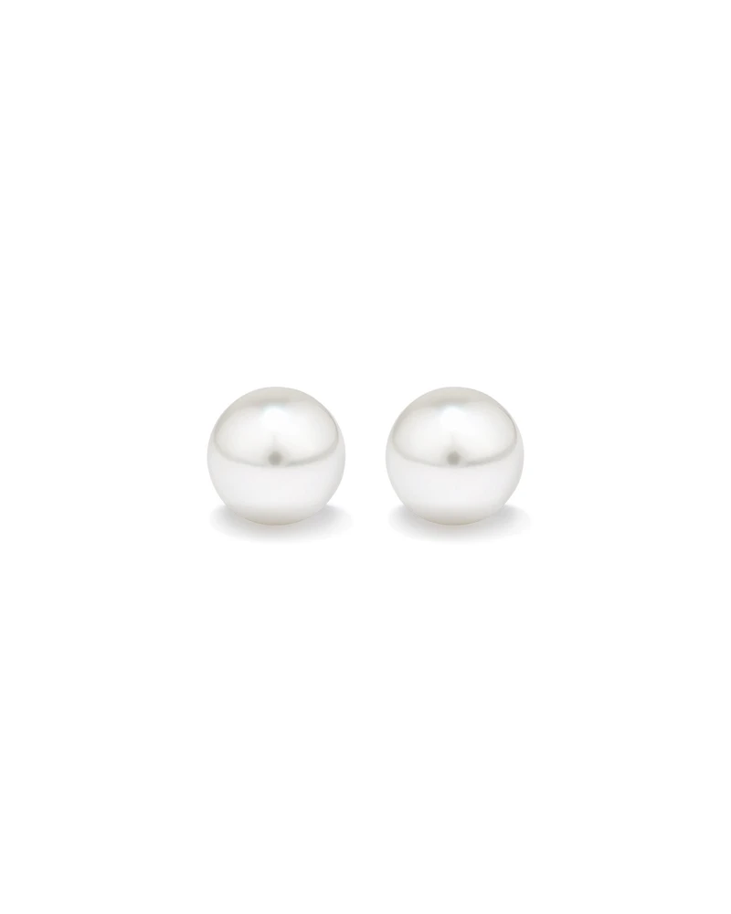 Stud Earrings with 6-6.5mm Button Cultured Freshwater Pearls in Sterling Silver