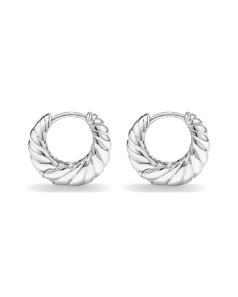 Petites Boucles D'Oreilles Huggies Croissant En Argent Sterling