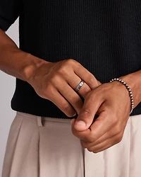 6mm Polished and Brushed Diamond Wedding Band in Tungsten