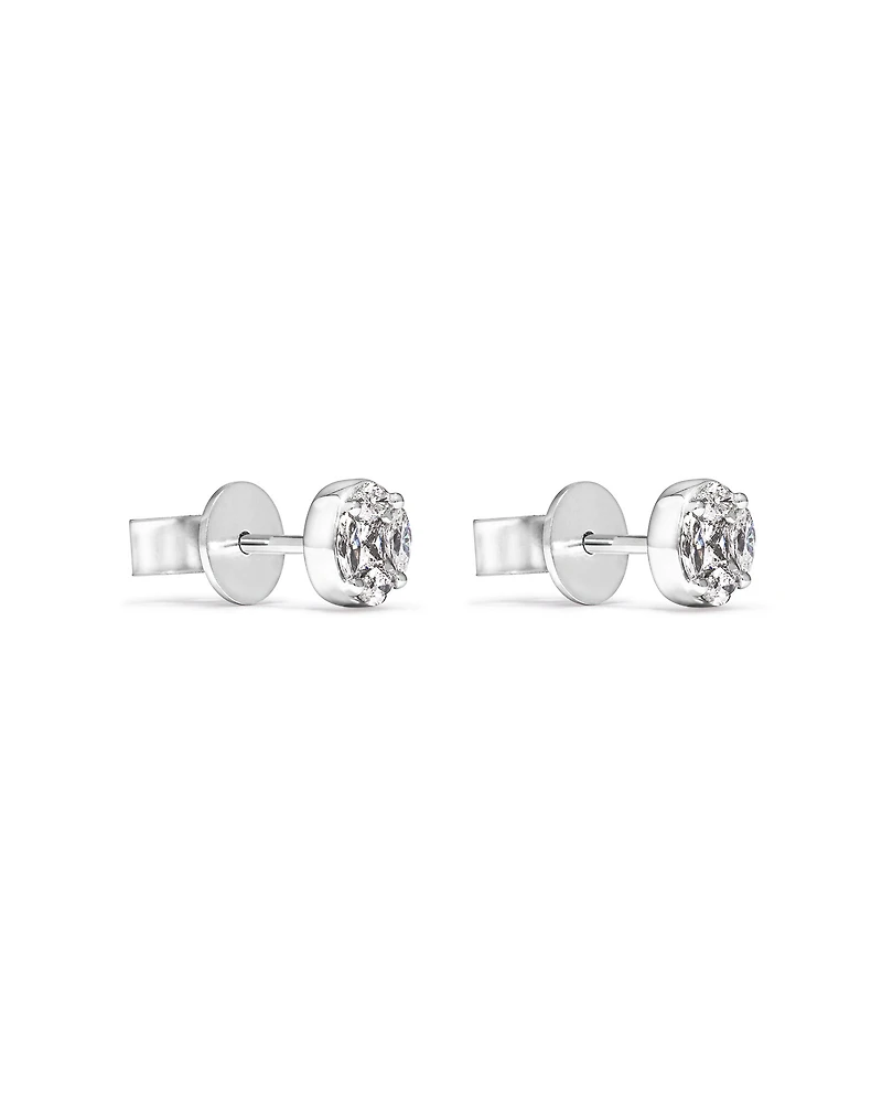 Boucles d'oreilles puces de 0,39 carat TW en diamants princesse et marquise en or blanc 10kt