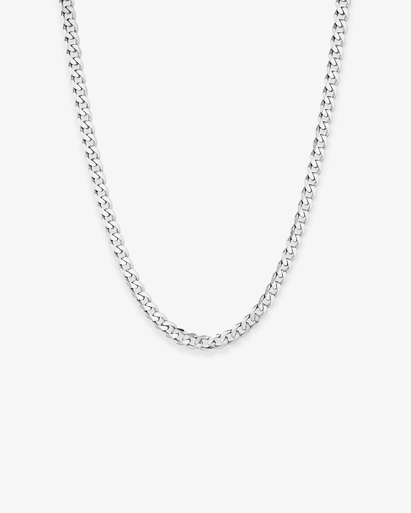 Collier Chaîne Gourmette Biseautée 55 Cm (22") Largeur 7,20 Mm En Argent Sterling