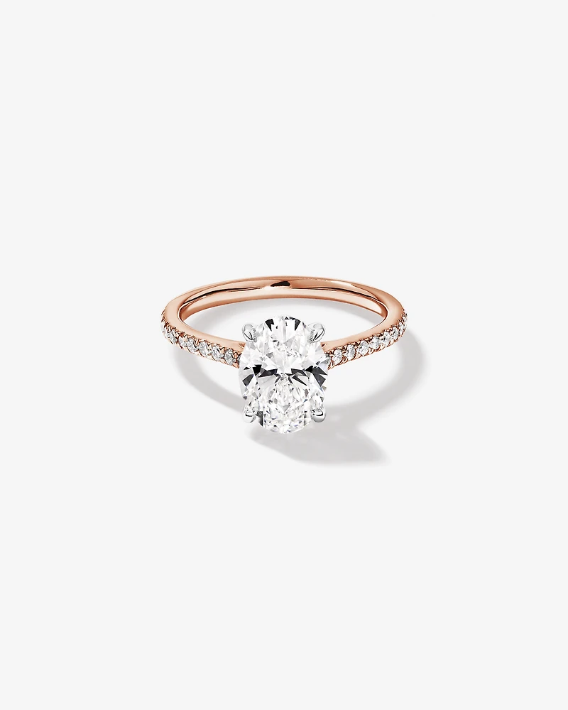 2.20 Carat TW Oval Cut Laboratory-Grown Diamond Engagement Ring 14kt Rose & White Gold