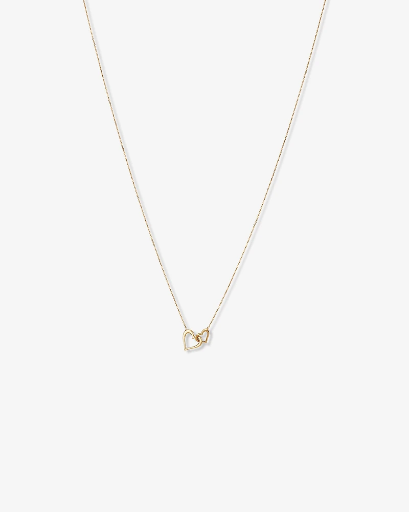Double Open Heart Necklace in 10kt Yellow Gold