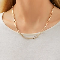 Chaîne creuse à maillons rectangulaires en or jaune 10 K de 45 cm, largeur de 4 à 4,5 mm