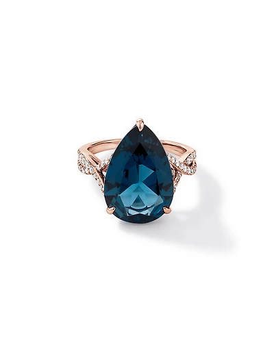 Pear Cut London Blue Topaz & 0.28 Carat TW Diamond Twist Ring 10kt Rose Gold