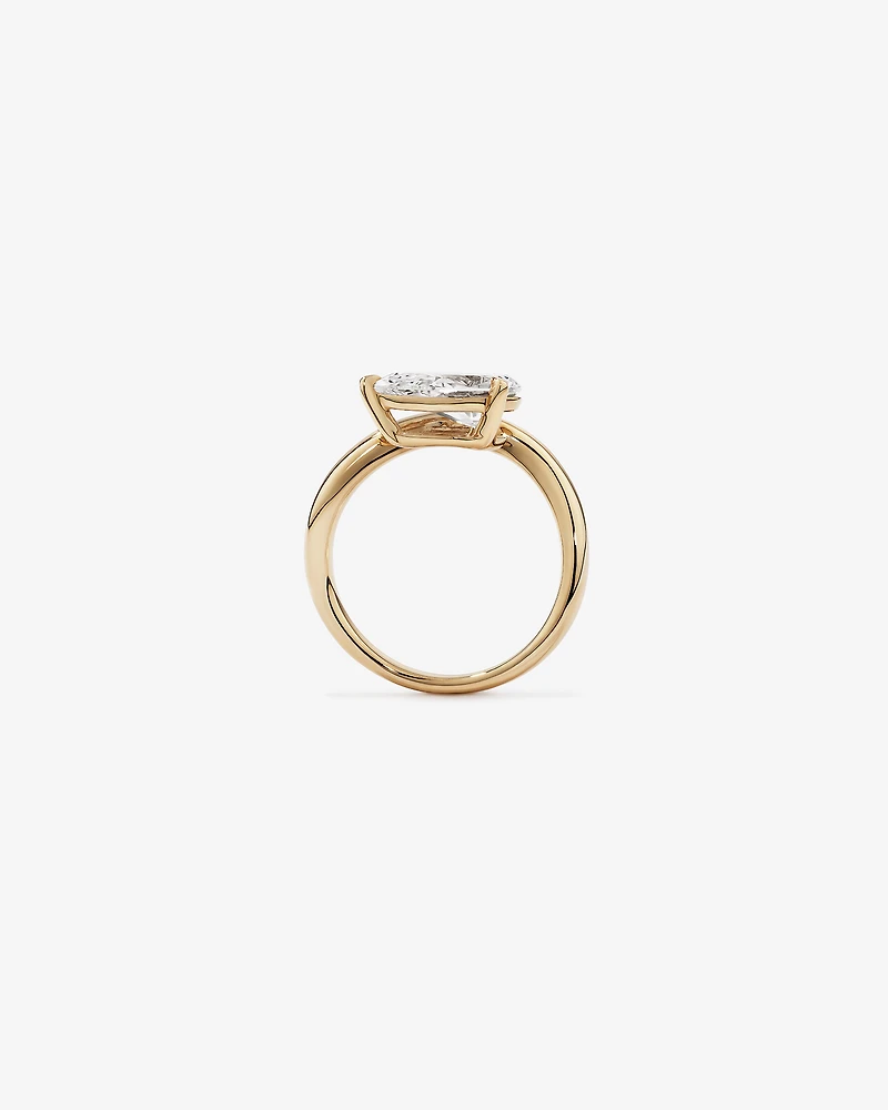 2.00 Carat TW East West Pear Cut Laboratory-Grown Diamond Wave Engagement Ring in 14kt Yellow Gold