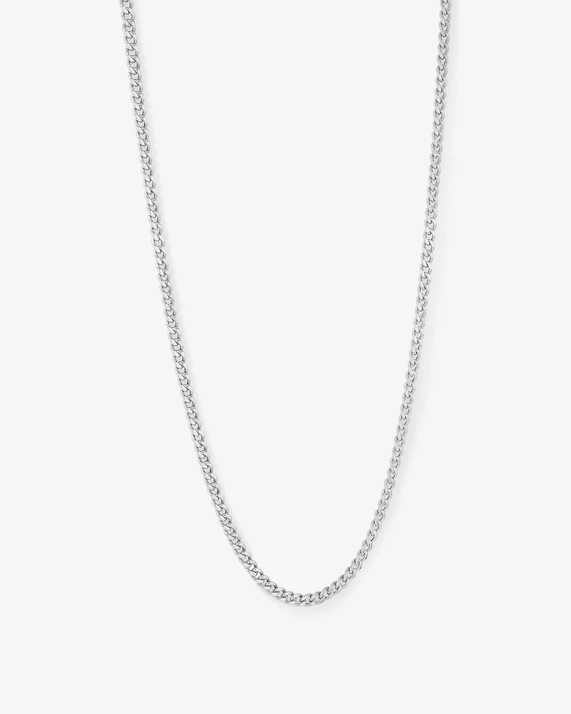 55cm (22") 5.5mm Width Semi Solid Diamond Cut Curb Chain in 10kt White Gold