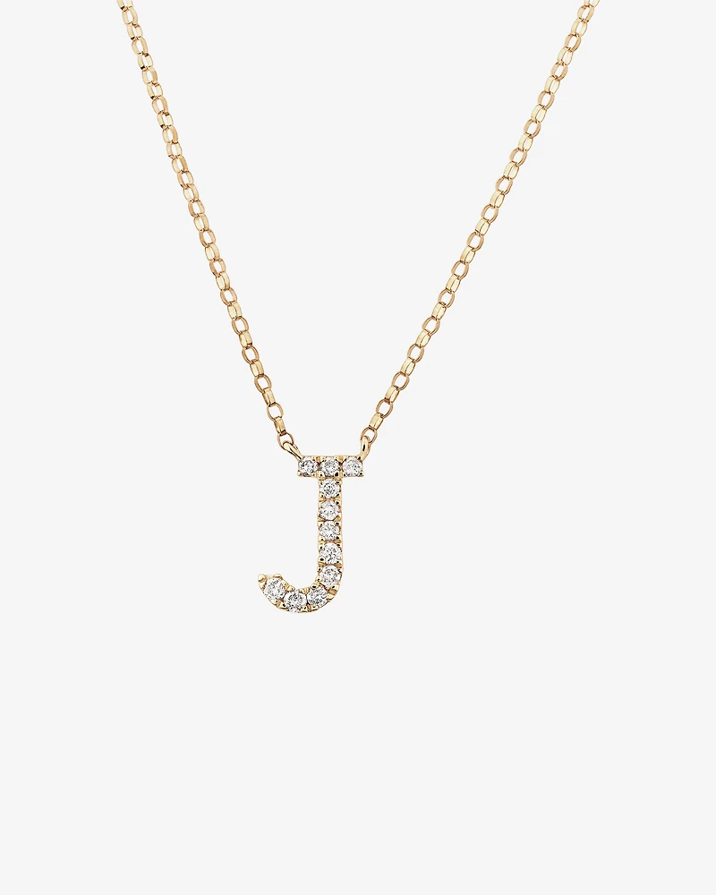 "J" Initial Necklace with 0.10 Carat TW of Diamonds in 10kt Yellow Gold