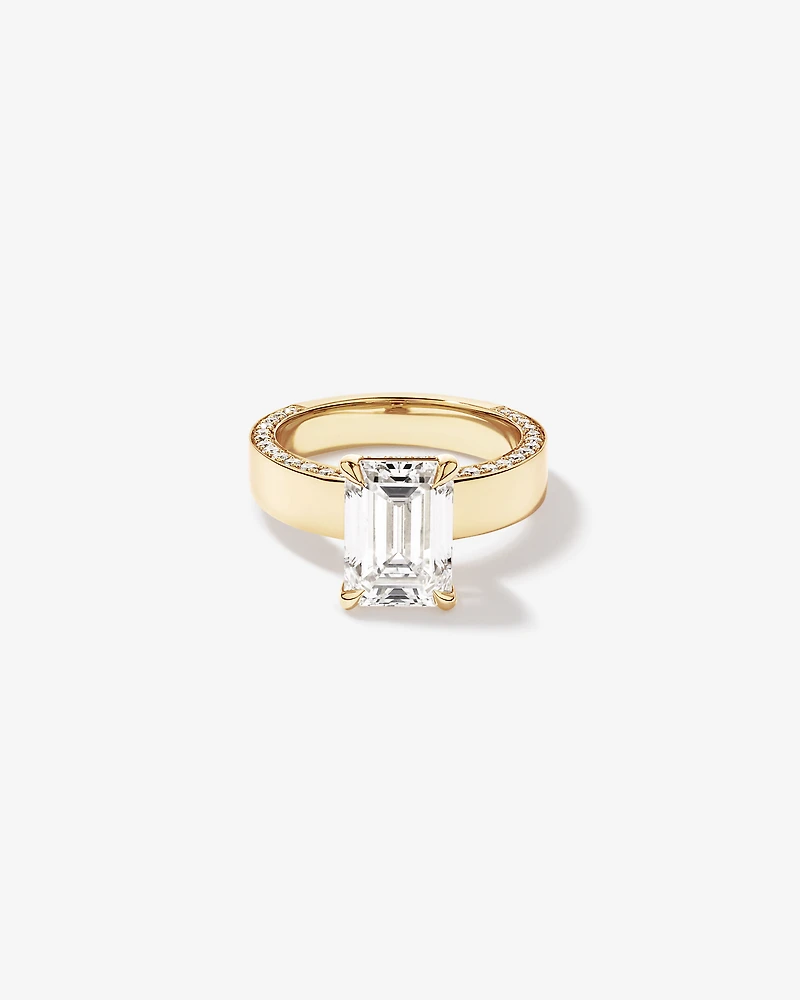 4.56 Carat TW Emerald Cut Laboratory-Grown Diamond Engagement Ring in 18kt Yellow Gold