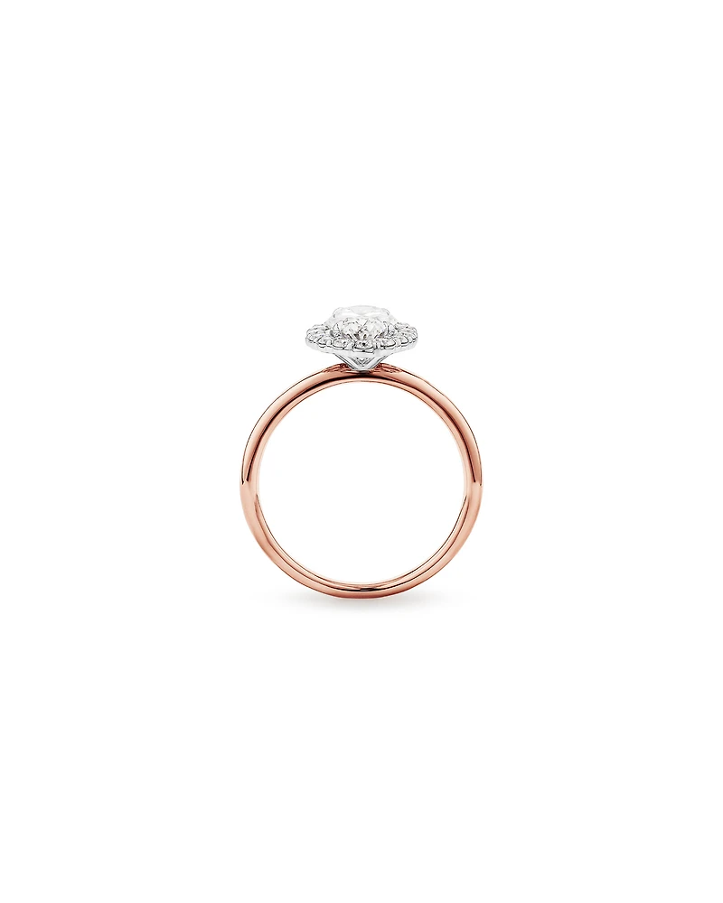 1.46 Carat TW Oval Cut Laboratory-Grown Diamond Halo Engagement Ring 14kt Rose and White Gold